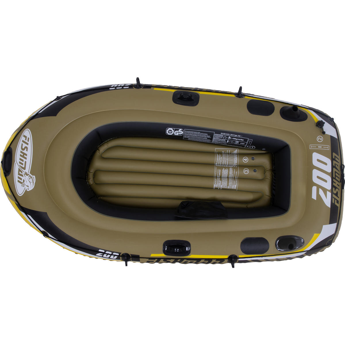 SCHLAUCHBOOT Fishman 200 - 2 Personen190 kg 218x110x36 cm - Gelb/Schwarz, Kunststoff (218/110/36cm)