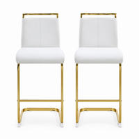 BARHOCKER 2er-Set Weiß/Gold mit Fußstütze - Weiß, Metall (46.5/96.5/39cm) - MIVRAY