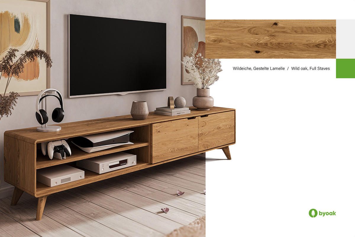 GREG HIFI-SCHRANK Wildeiche - Wildeiche, Holz (220/48/40cm) - byoak