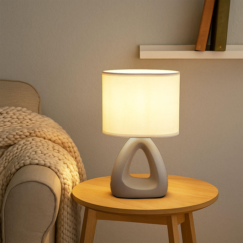 LED TISCHLEUCHTE Keramik Grau - Grau, Textil (17/10/30cm) - Globo Lighting