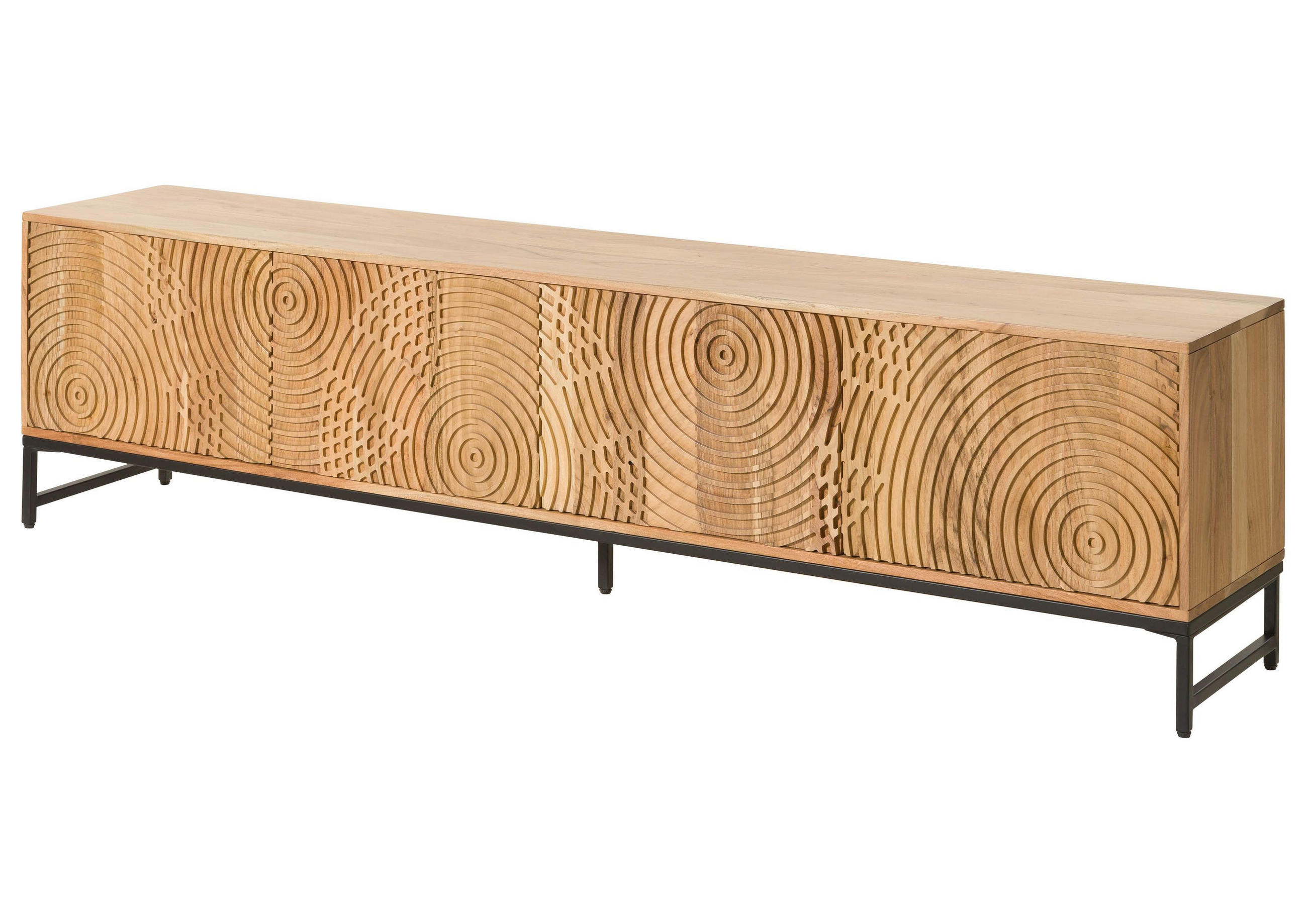 TV-BOARD Akazie 220x40x55 natur lackiert MARRAKESCH #106 - Naturfarben, Holz (220/55/40cm) - Massivmoebel24