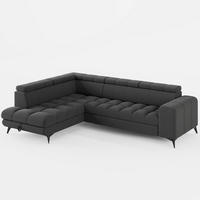 ECKSOFA CANDY CANE Links Dunkelgrau Bouclé-Stoff mit Schlaffunktion und Bettkasten - Dunkelgrau, Textil (264/192cm) - Barchello