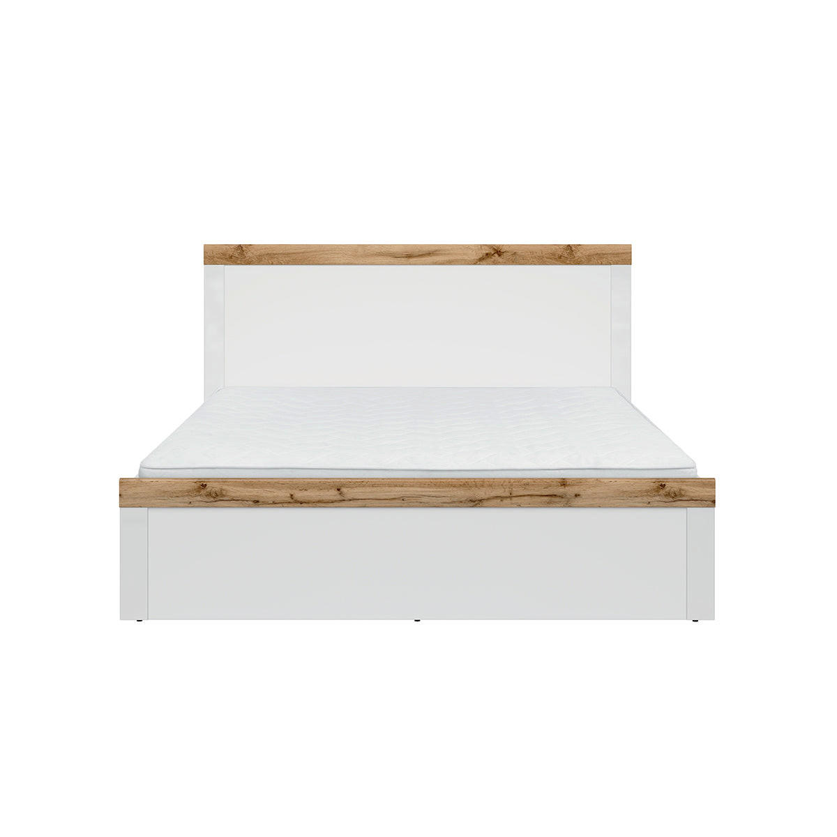 BETT 160/200 Hella Weiß und Holz - Weiß, Holzwerkstoff (160/200cm) - Petits-meubles
