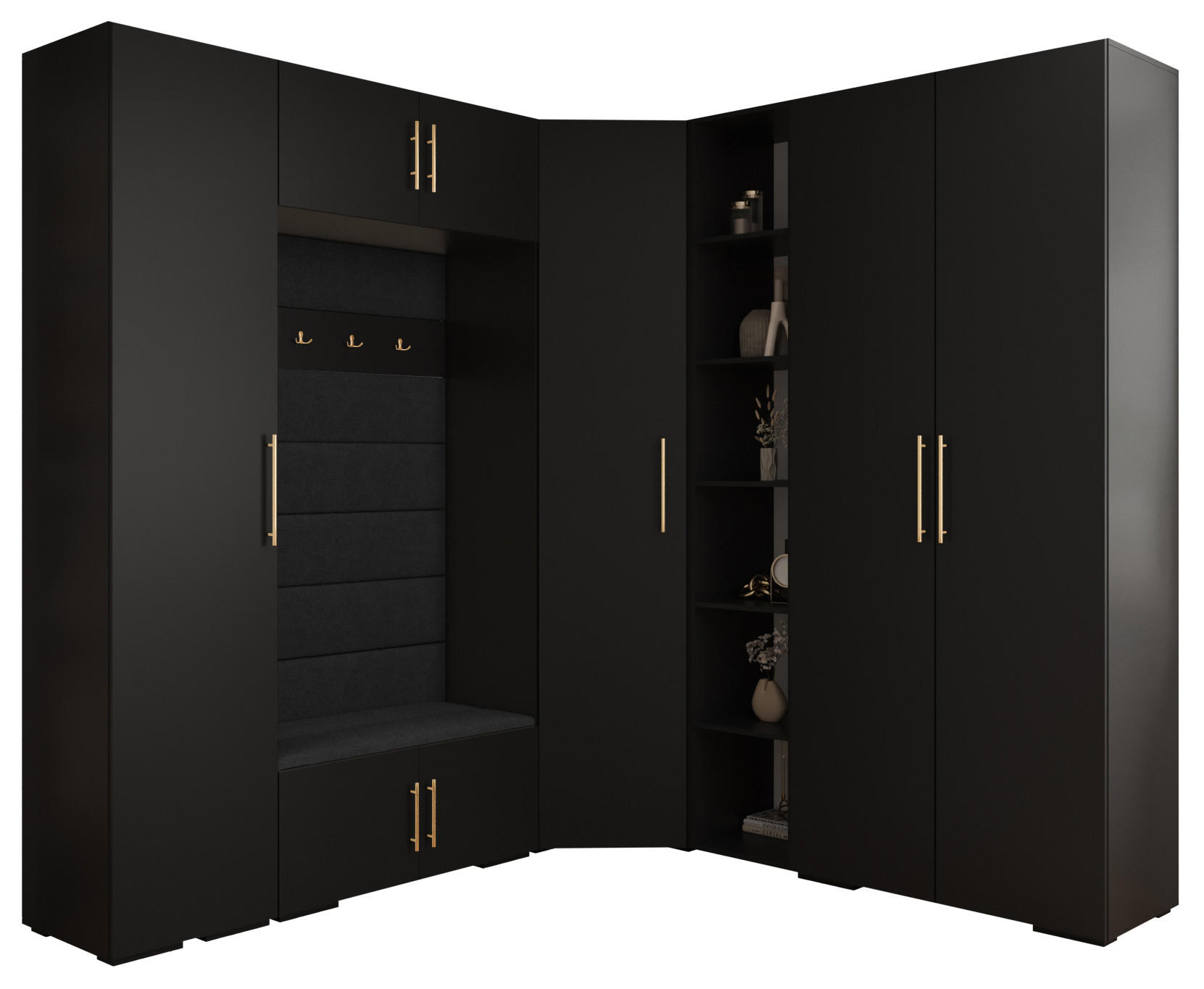 GARDEROBEN-SET 236,7/231,7/47 - Goldfarben/Schwarz, Holz/Metall (181.7/236.7/47cm) - Abiks Möbel