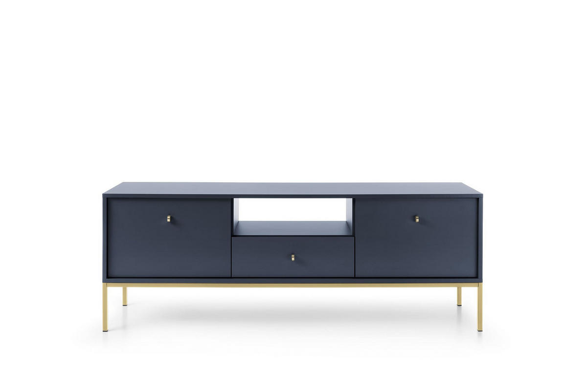 TV-ELEMENTE Melody IV 154 Dunkelblau + Gold - Goldfarben/Dunkelblau, Holzwerkstoff (154/56/39cm) - Möblo