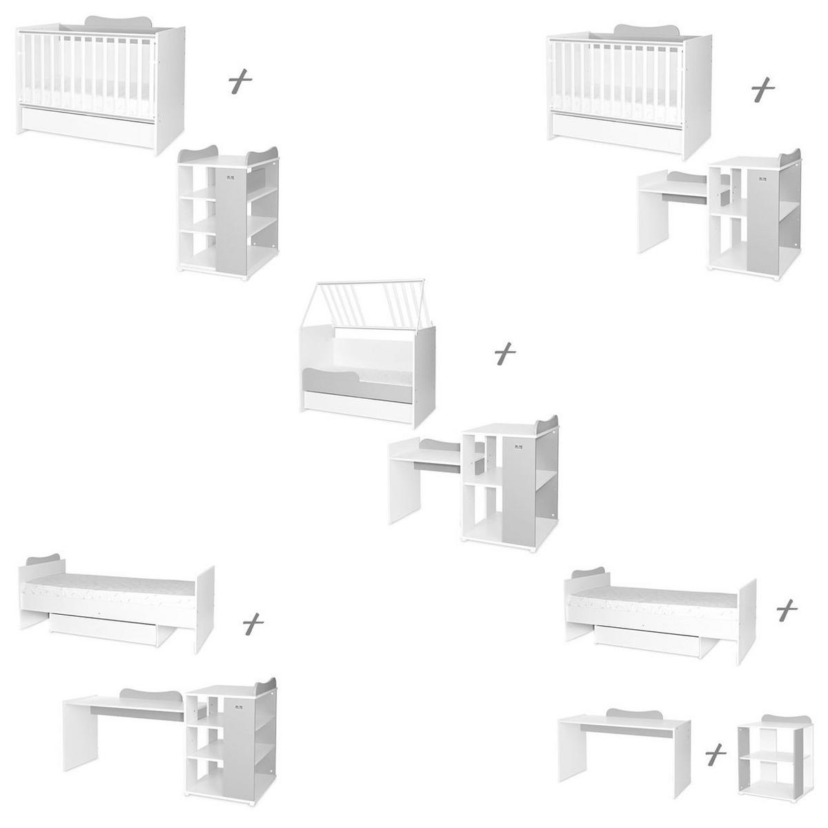 BABYBETT Multi hellbraun 190 x 82 cm, Wickelkommode, Hausbett, Jugendbett, Schreibtisch - Braun, Holzwerkstoff (60/120cm) - Lorelli