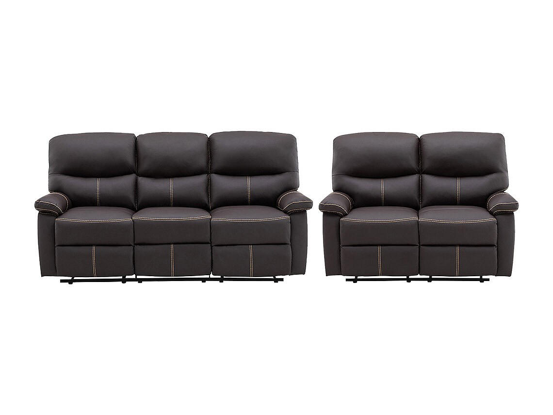 COUCHGARNITUR - 5 Personen - kunstleder - braun Canby - Braun, Leder (133/95/90cm) - Vente-Unique