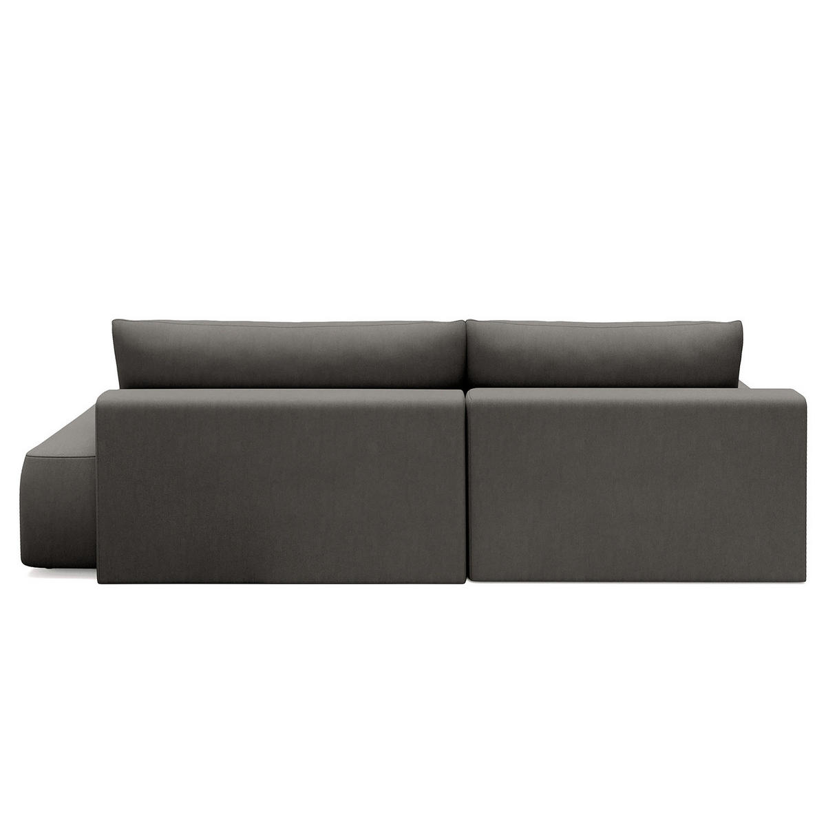 ECKSOFA mit Schlaffunktion - Longchair - Dunkelgrau/Schwarz, Kunststoff/Textil (253/167cm) - home24