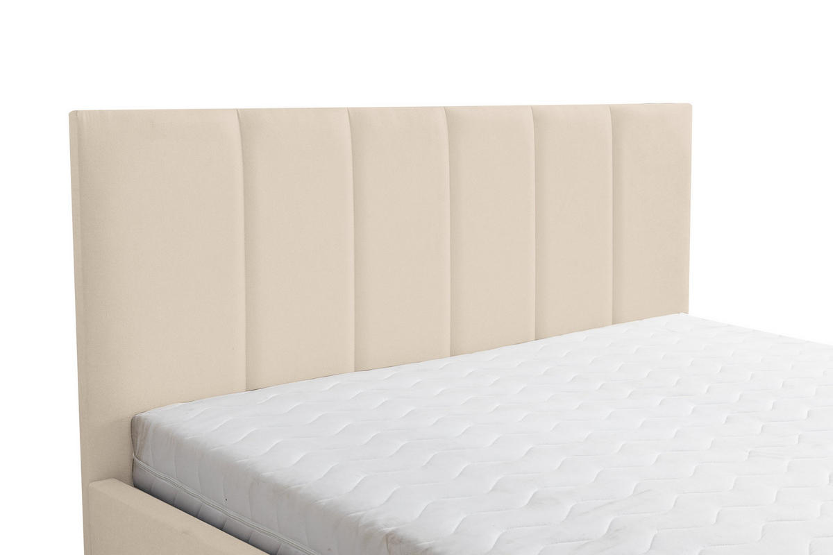 POLSTERBETT LISA mit Kopfteil, 180 x200 cm, Doppelbett mit Bettkasten und Lattenrost aus Velourstoff, Velourstoff, Frabe: Beige - Beige, Holz/Kunststoff (180/200cm) - VENASI MÖBEL