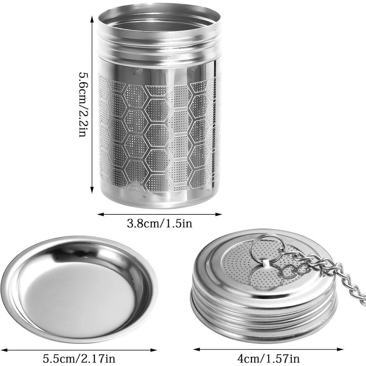 TEESIEB 2-teiliges Set Edelstahl mit Deckel und Abtropfschale - Silberfarben, Metall (7/5.5/8.9cm)