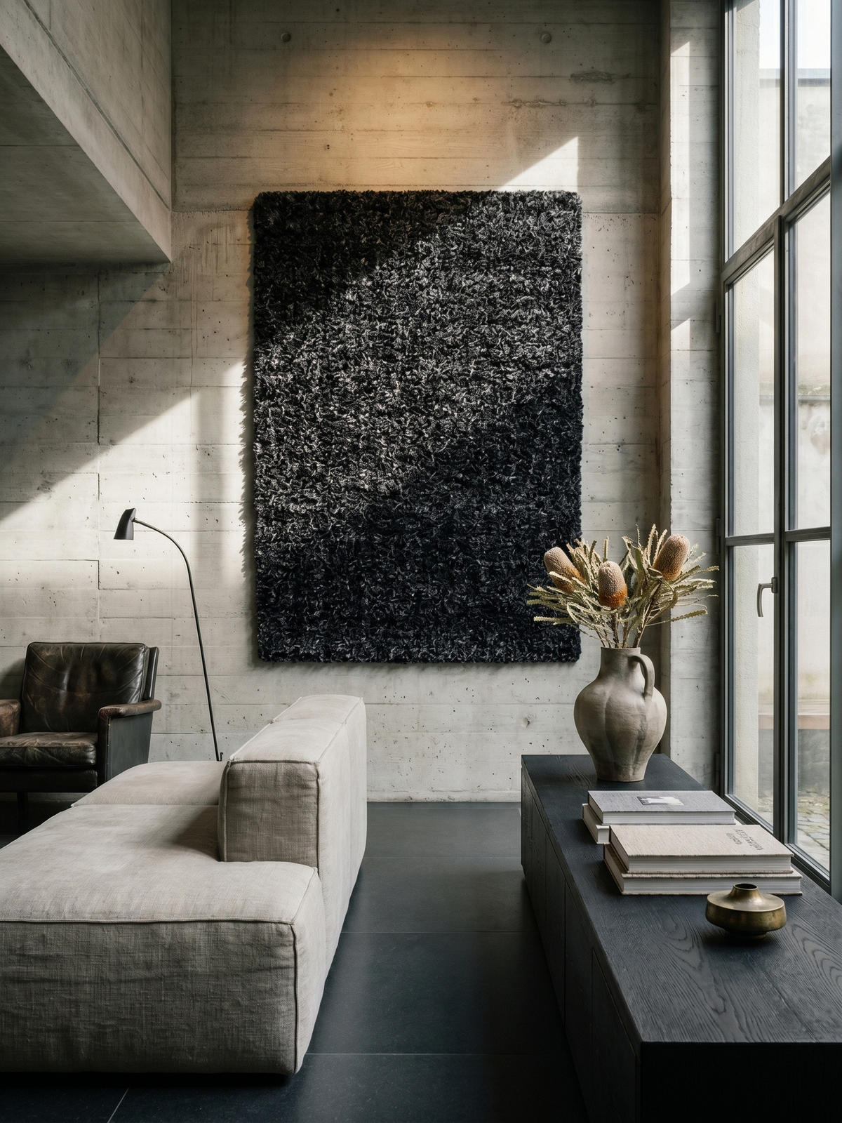 HOCHFLORTEPPICH RHEIN, einfarbig, aus Polypropylen, Anthrazit, 60 x 110 cm - Anthrazit, Textil (60/110cm) - KADIMA DESIGN