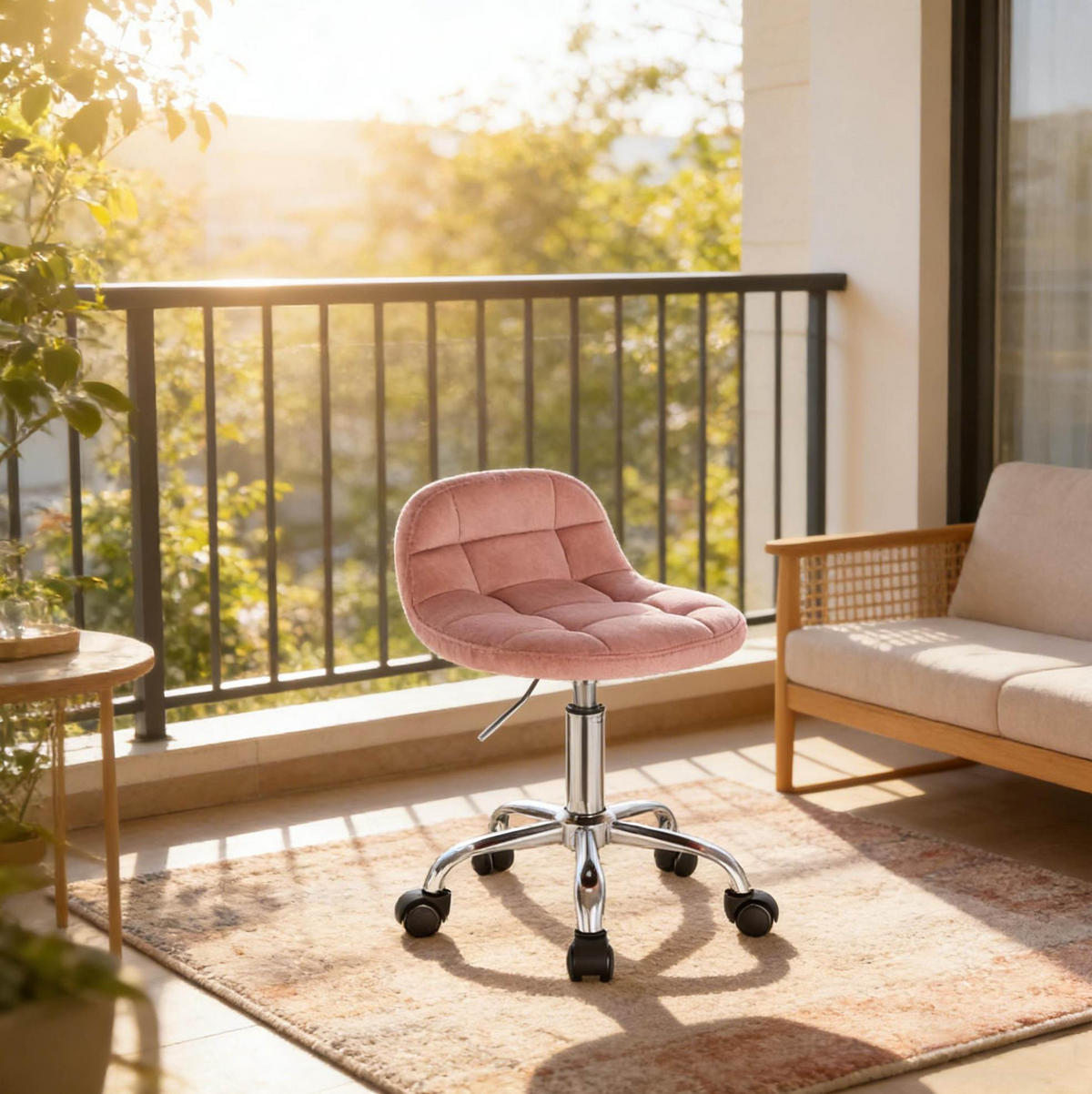 BÜROSTUHL höhenverstellbar Samt Pink - Pink, Metall (38/68/31cm) - Meubliv