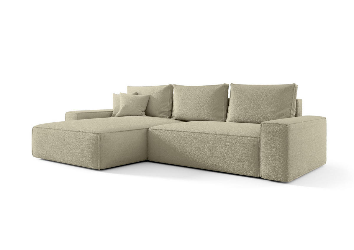 ECKSOFA MONA mit Schlaffunktion QUELLE 06 Links - Beige, Textil (175/280cm) - Bedante