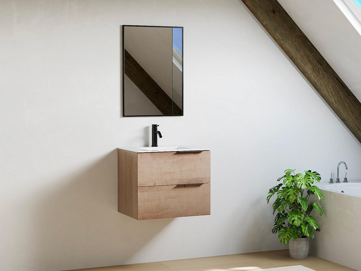 HÄNGENDER Waschbeckenunterschrank - Heller Naturton - 60 cm - NISAYA - Naturfarben, Holz (60/50/46cm) - Vente-Unique