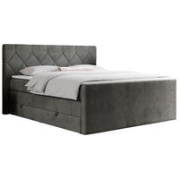 BOXSPRINGBETT KING EIGAR 140/200 Dunkelgrau Velvet - H3 - Dunkelgrau, Holz/Textil (140/200cm) - MKS
