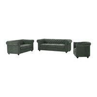 COUCHGARNITUR mit Sessel - 6 Personen - stoff - grün Chesterfield - Grün, Holz/Textil (205/72/88cm) - Vente-Unique