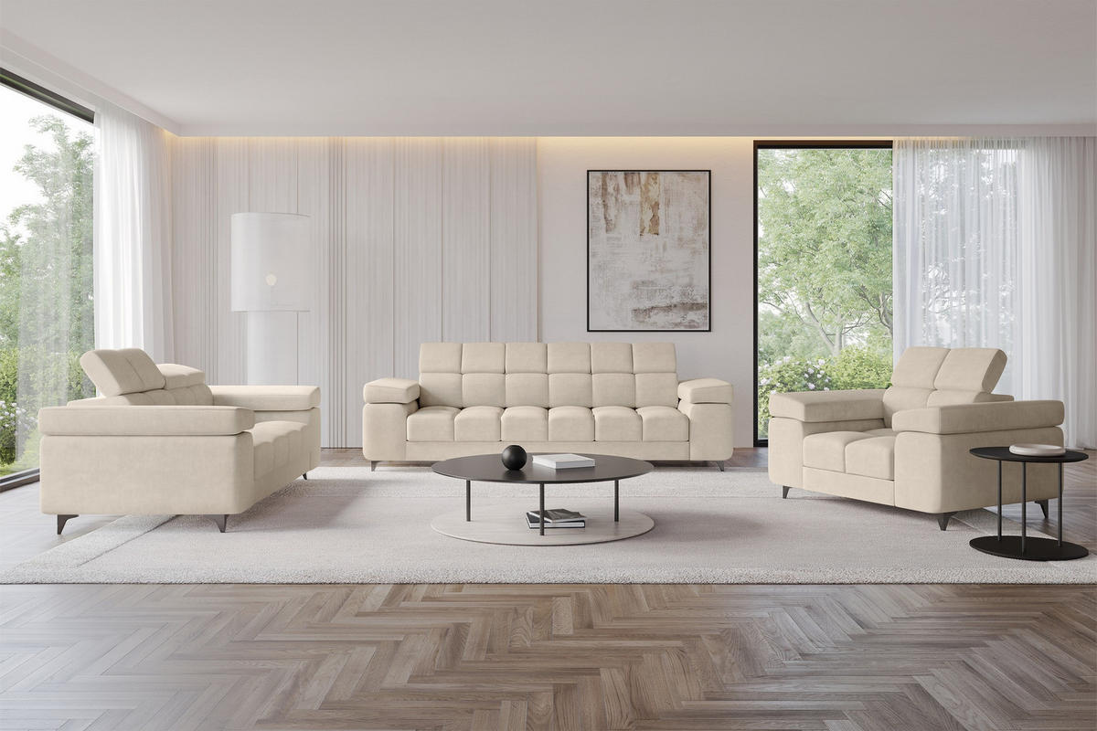 SOFA 2-Sitzer LORD-S1 194x97x90 cm Beige Samt - Sahara, Holzwerkstoff/Textil (194/90/97cm) - ALTDECOR
