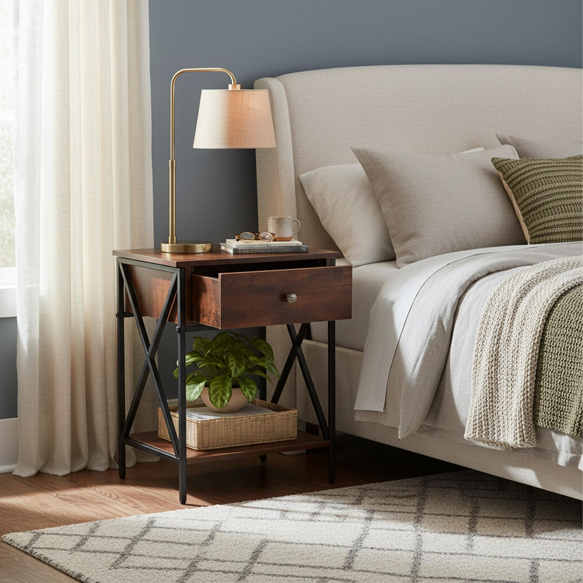 NACHTTISCH - Multicolor, Holzwerkstoff/Metall (40/55/30cm) - Relaxdays