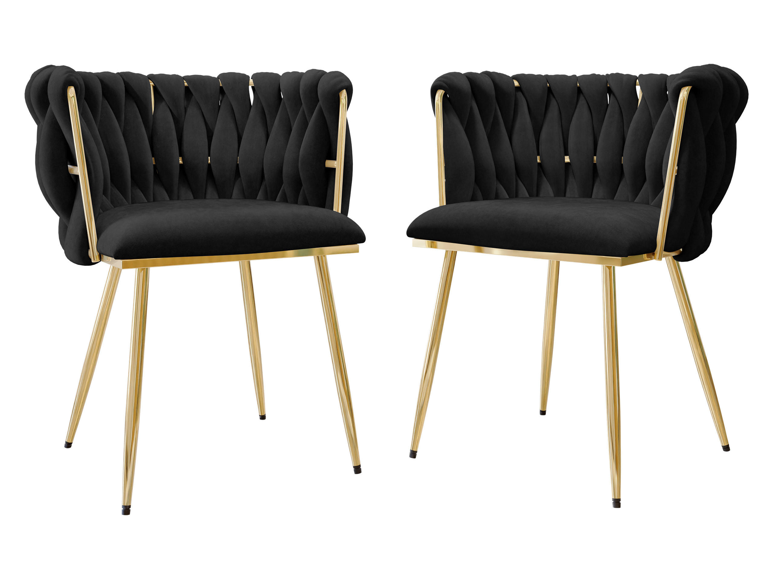 STUHL 2er-Set Muz DC-1142 (2 Stück in Samt) - Goldfarben/Schwarz, Textil/Metall (50/76/52cm) - MIRJAN24