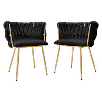 STUHL 2er-Set Muz DC-1142 (2 Stück in Samt) - Goldfarben/Schwarz, Textil/Metall (50/76/52cm) - MIRJAN24