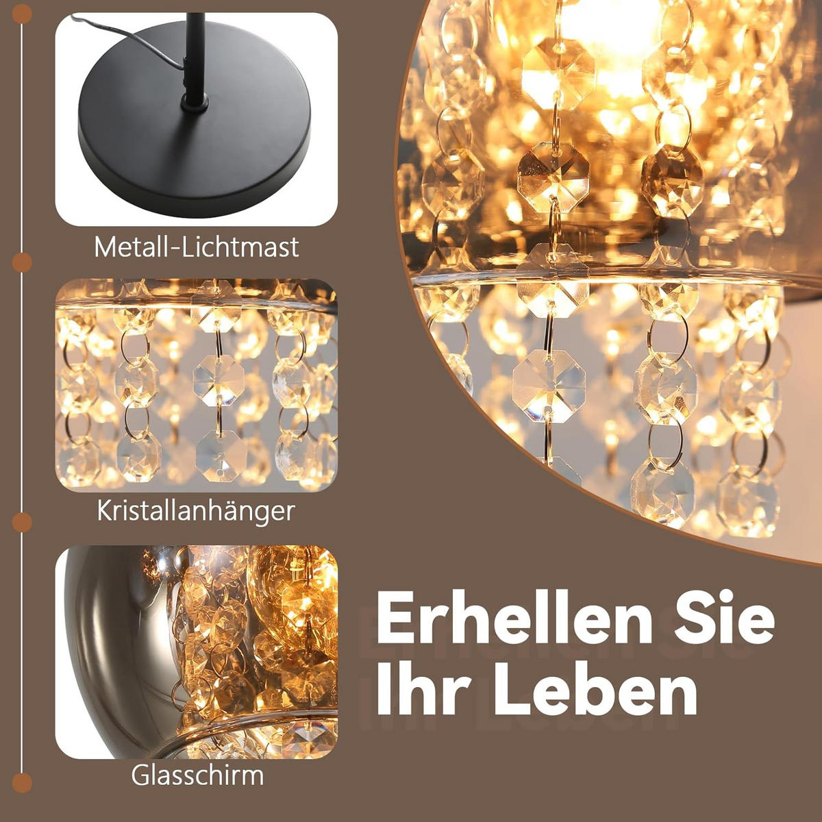 STEHLAMPE Jyxqa 45.0/25.0/163.5 cm - Schwarz, Metall (45/25/163.5cm) - ZMH