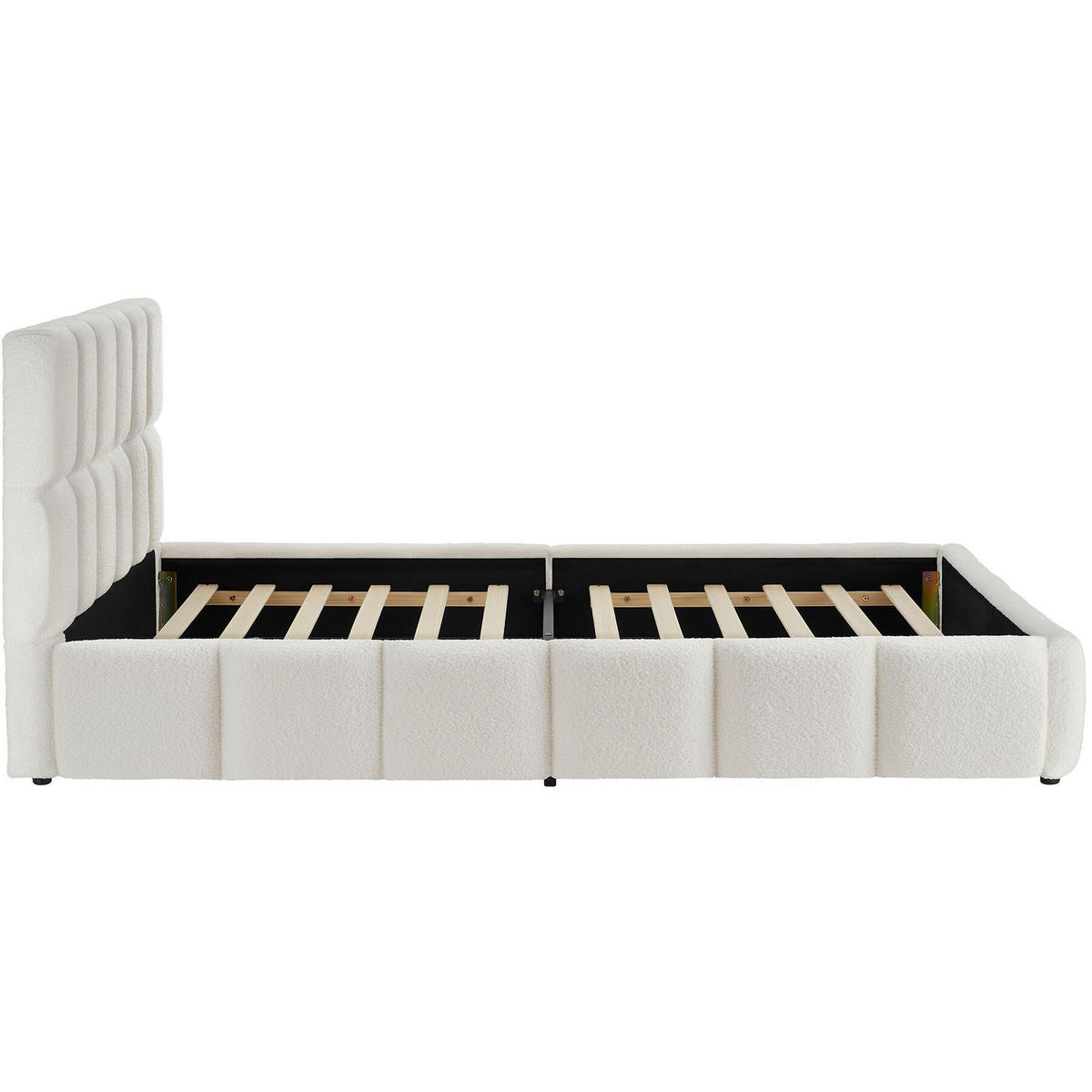 POLSTERBETT Shirley, Belastbarkeit 250 kg, Teddy creme - Creme, Holz (120/200cm) - tectake
