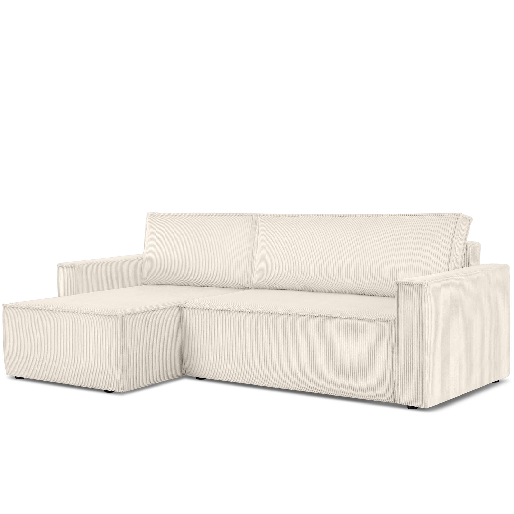 ECKSOFA-LINKS/RECHTS NAPI Schlaffunktion mit Cordbezug, beige - Ecru/Schwarz, Textil (246/148cm) - KONSIMO®