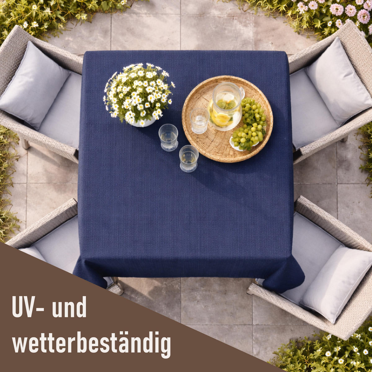 TISCHDECKE Garten Weichschaum 130x160cm - Navy - Dunkelblau, Kunststoff (160/130cm) - Bestlivings