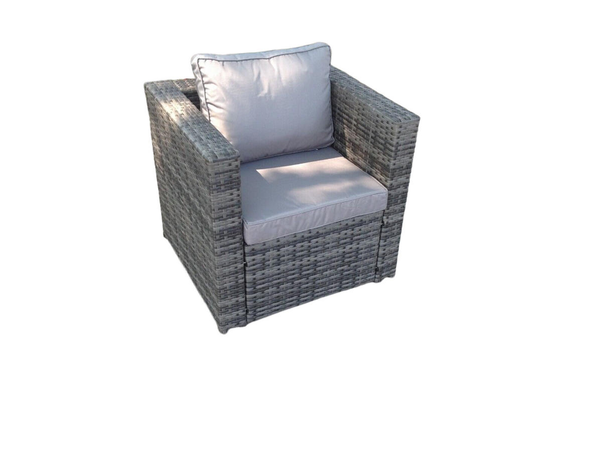 GARTENSTUHL Polyrattan 1er-Set - Dunkelgrau, Glas/Kunststoff (65/66/74cm) - Fimous