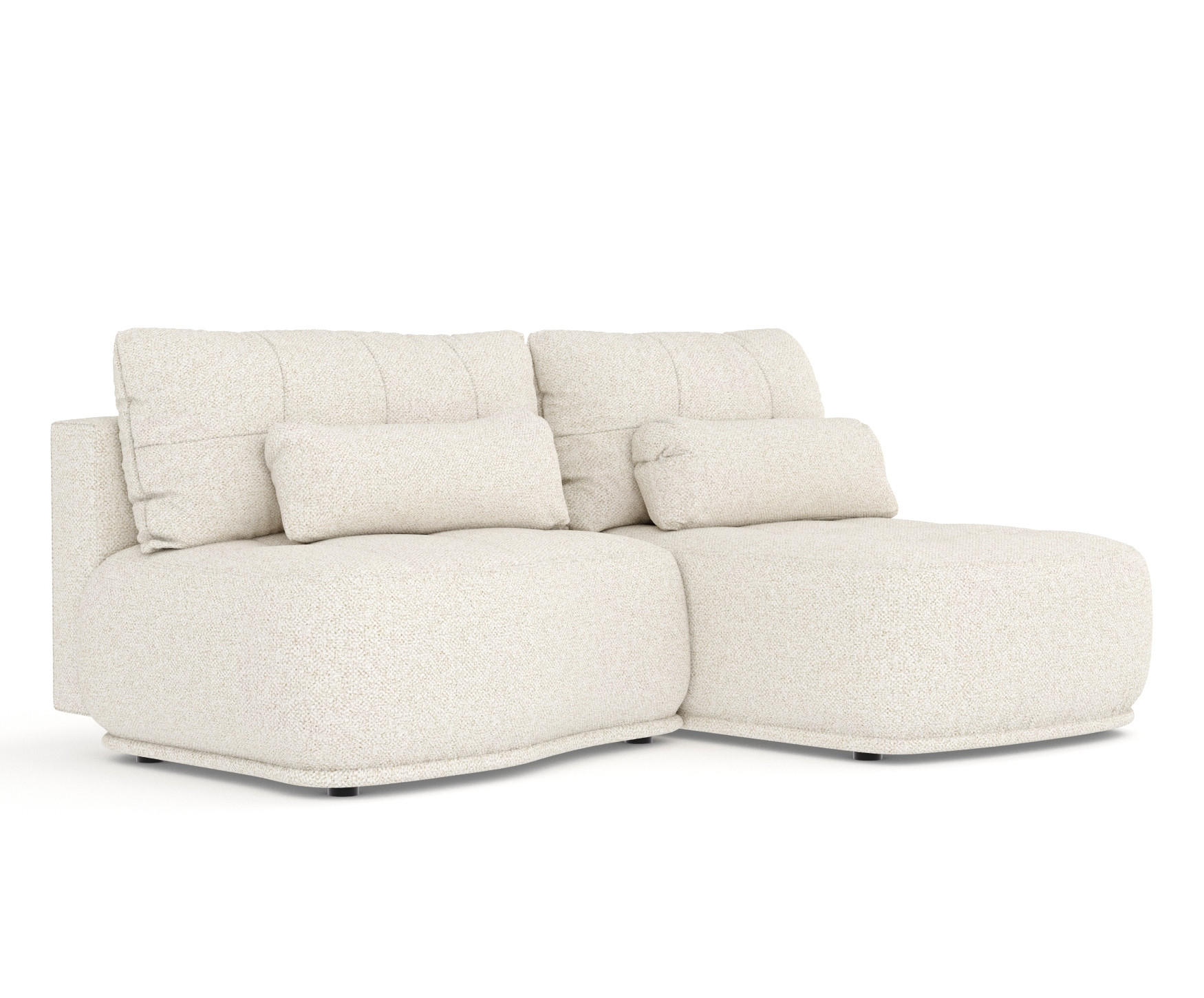 ECKSOFA MIT SCHLAFFUNKTION Batu Creme Plüschstoff - Creme/Schwarz, Holz/Holzwerkstoff (223/158cm) - Maison de Reve