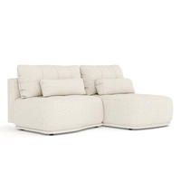 ECKSOFA MIT SCHLAFFUNKTION Batu Creme Plüschstoff - Creme/Schwarz, Holz/Holzwerkstoff (223/158cm) - Maison de Reve
