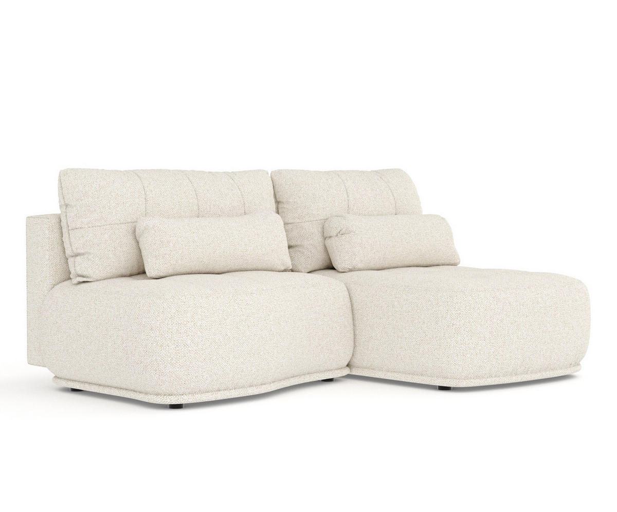 ECKSOFA MIT SCHLAFFUNKTION Batu Creme Plüschstoff - Creme/Schwarz, Holz/Holzwerkstoff (223/158cm) - Maison de Reve