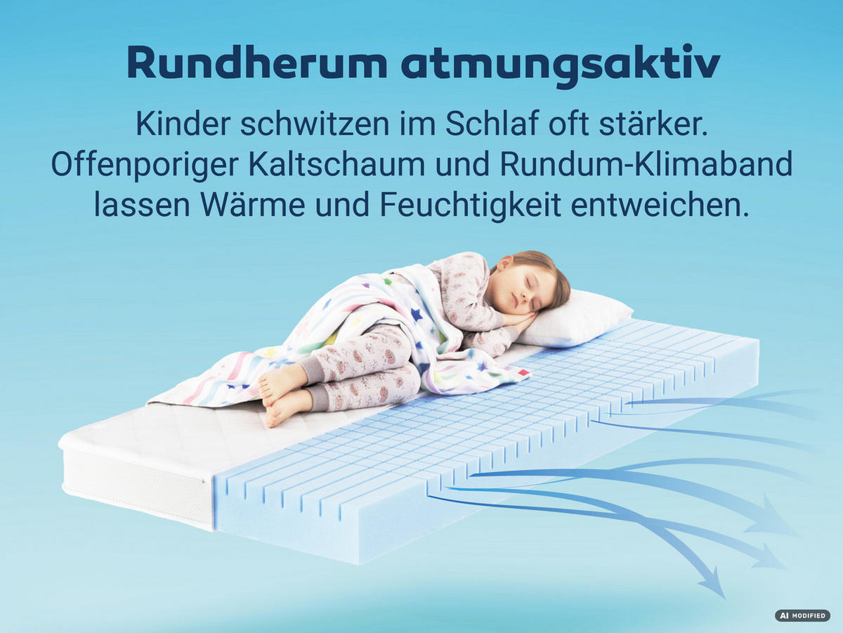 BETTEN-ABC Kidz-Duo Wendematratze mit waschbarem Bezug, Gesamthöhe ca. 14 cm - Weiß, Textil (100/200cm) - Betten-ABC
