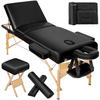 MASSAGELIEGE-SET 3 Zonen, 218 x 102 x 90 cm,schwarz - Schwarz, Holz (102/90/218cm) - tectake