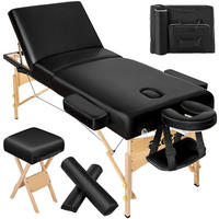 MASSAGELIEGE-SET 3 Zonen, 218 x 102 x 90 cm,schwarz - Schwarz, Holz (102/90/218cm) - tectake