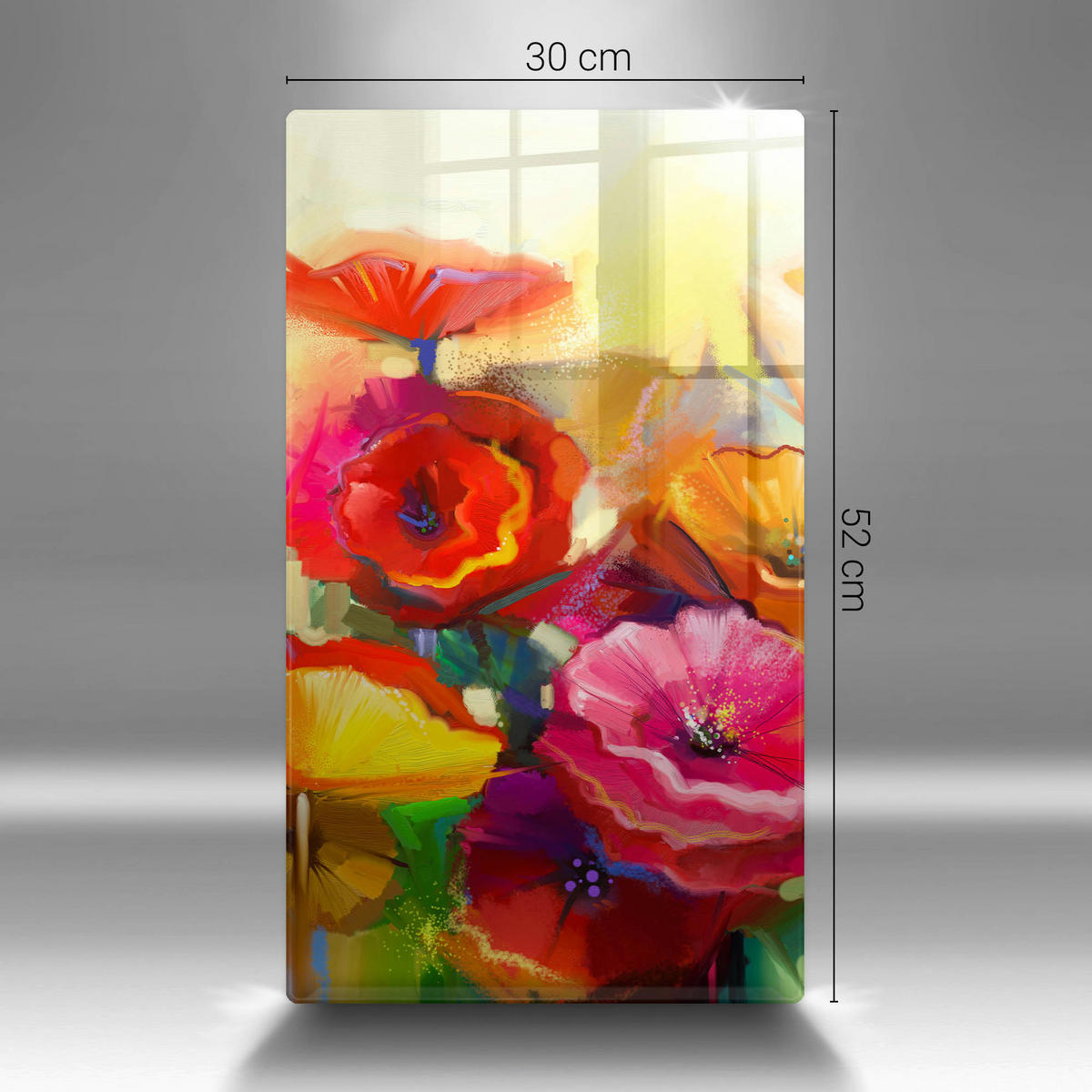 GLASPLATTE 30x52 cm Bunte Gemalte Blumen - Braun, Glas (30/52cm) - Wallfluent