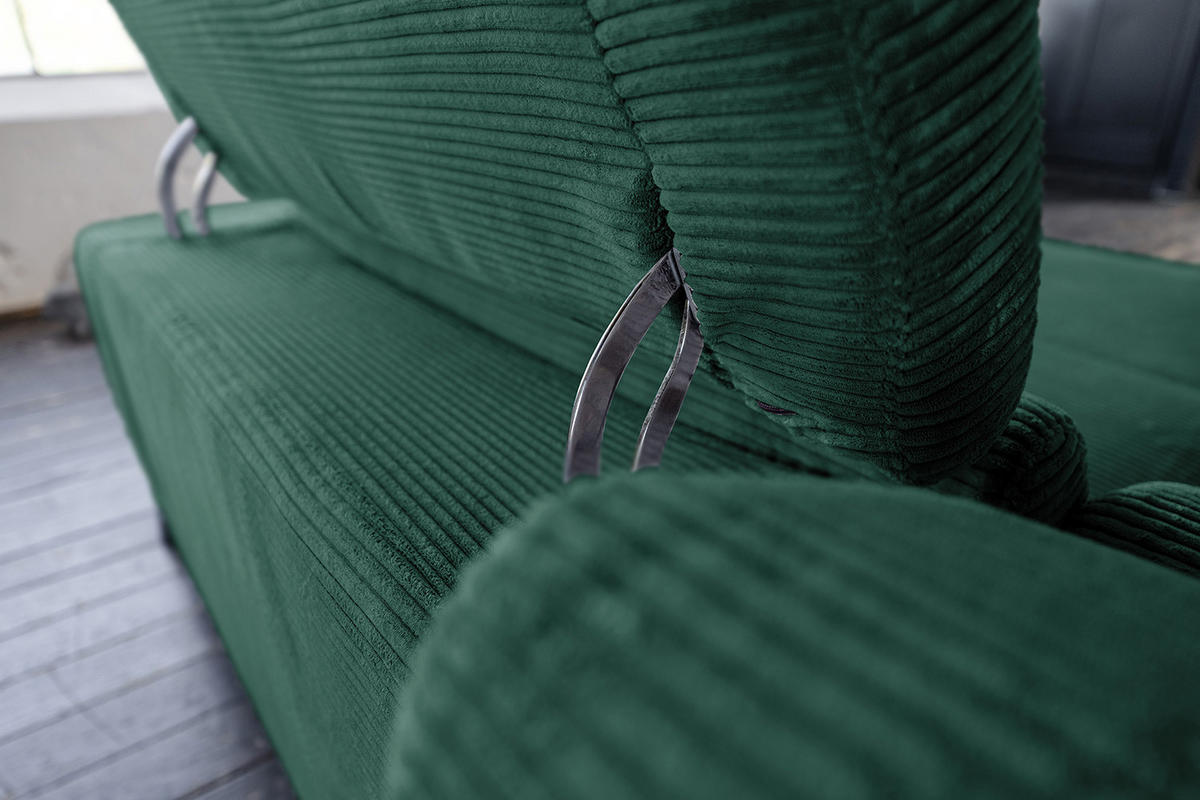ECKSOFA LAISKA Smaragdgrün Cord - Smaragdgrün/Schwarz, Textil/Metall (282/177cm) - KAWOLA