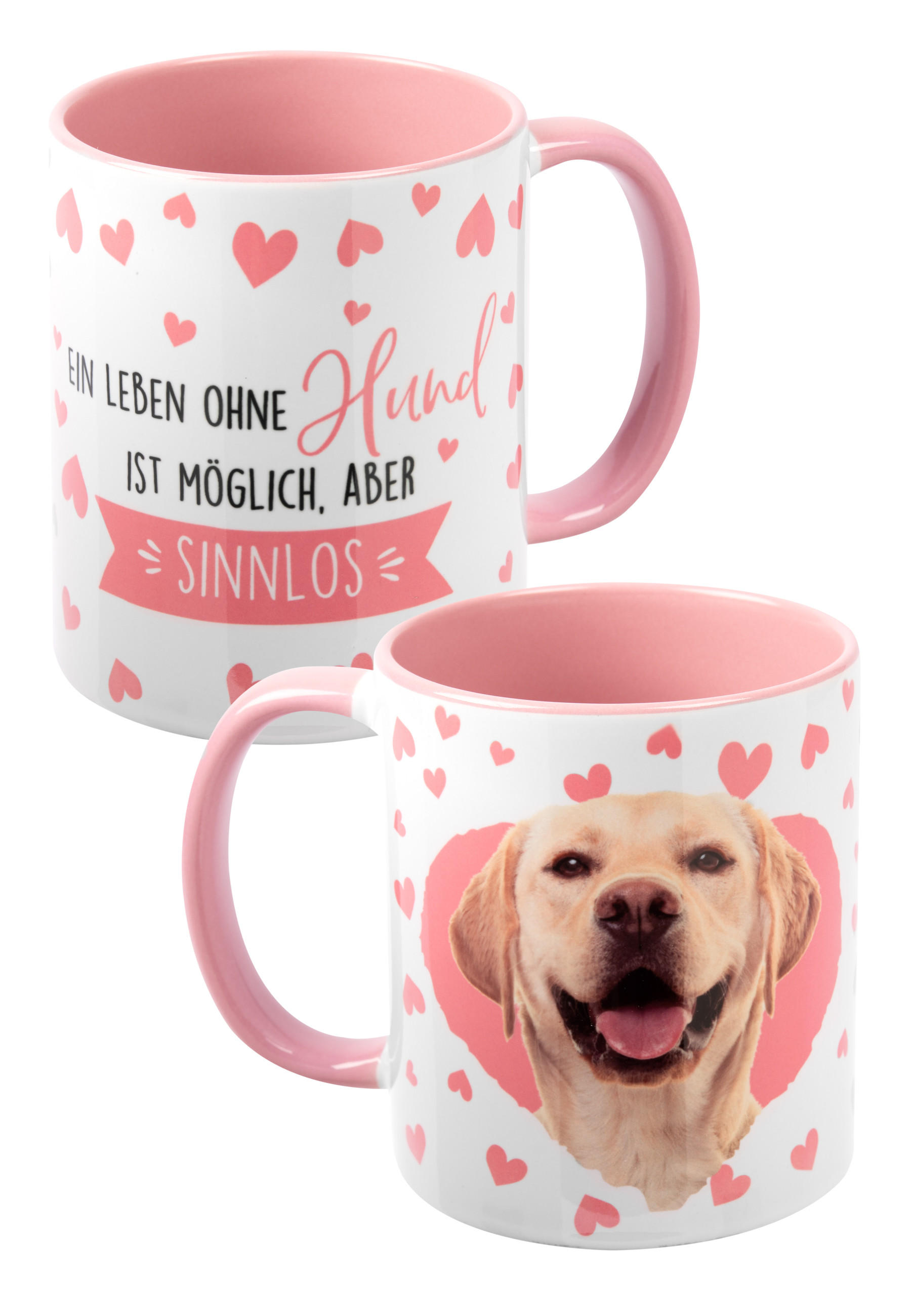 KAFFEEBECHER Hunde Ein Leben ohne Hund ist möglich, aber sinnlos Rosa 320 ml - Rosa, Keramik (0.32L) - United Labels