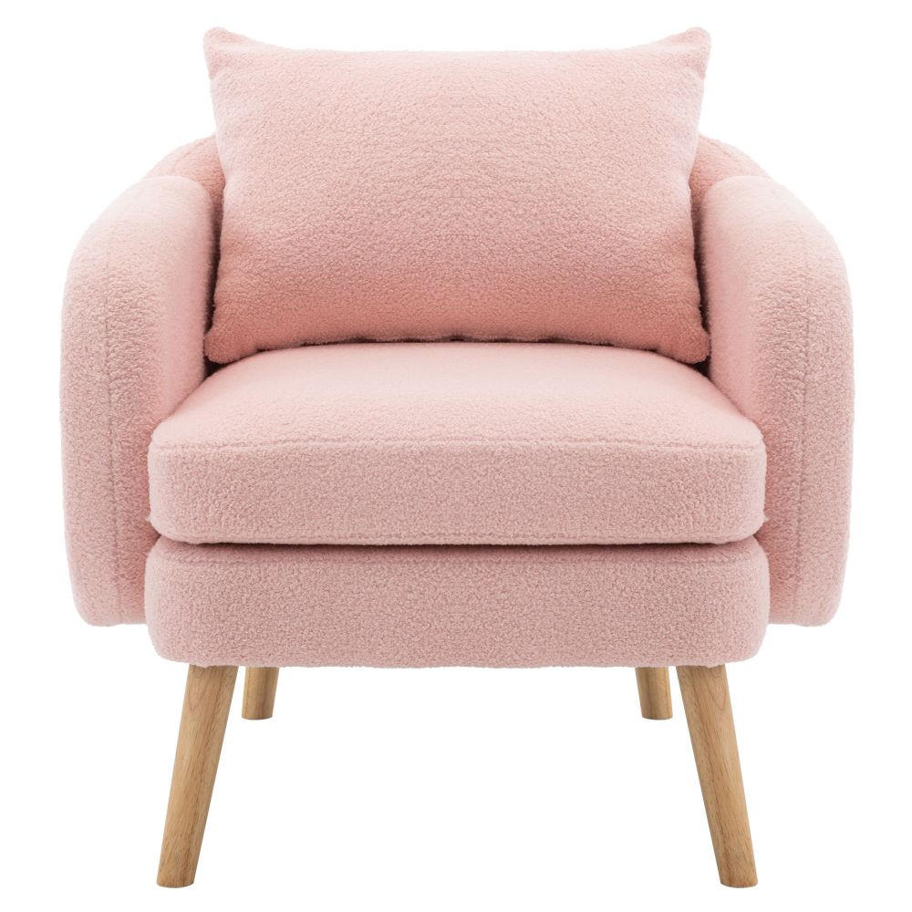 POLSTERSESSEL in Rosa Teddy-Samt with Massivholz-Beinstuhl - Pink, Textil (72/79/71cm) - KOMHTOM