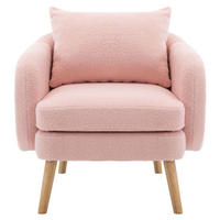 POLSTERSESSEL in Rosa Teddy-Samt with Massivholz-Beinstuhl - Pink, Textil (72/79/71cm) - KOMHTOM