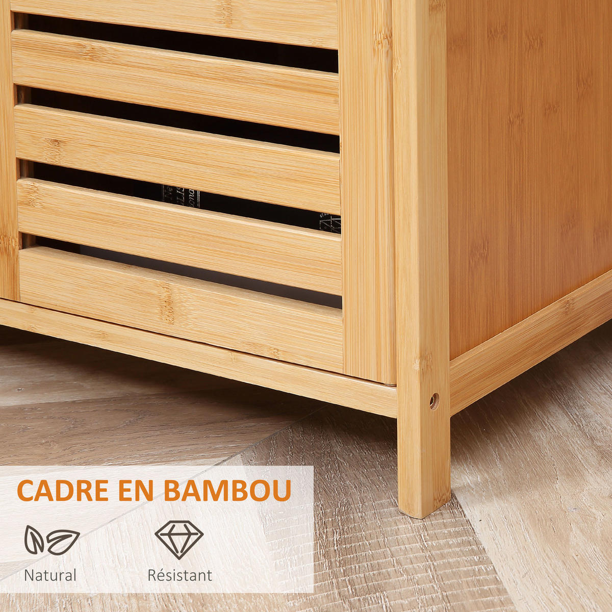 SIDEBOARD Bambus, 3 Türen, 100/35/82 cm - Naturfarben, Holz (100/82/35cm) - PANGIVO