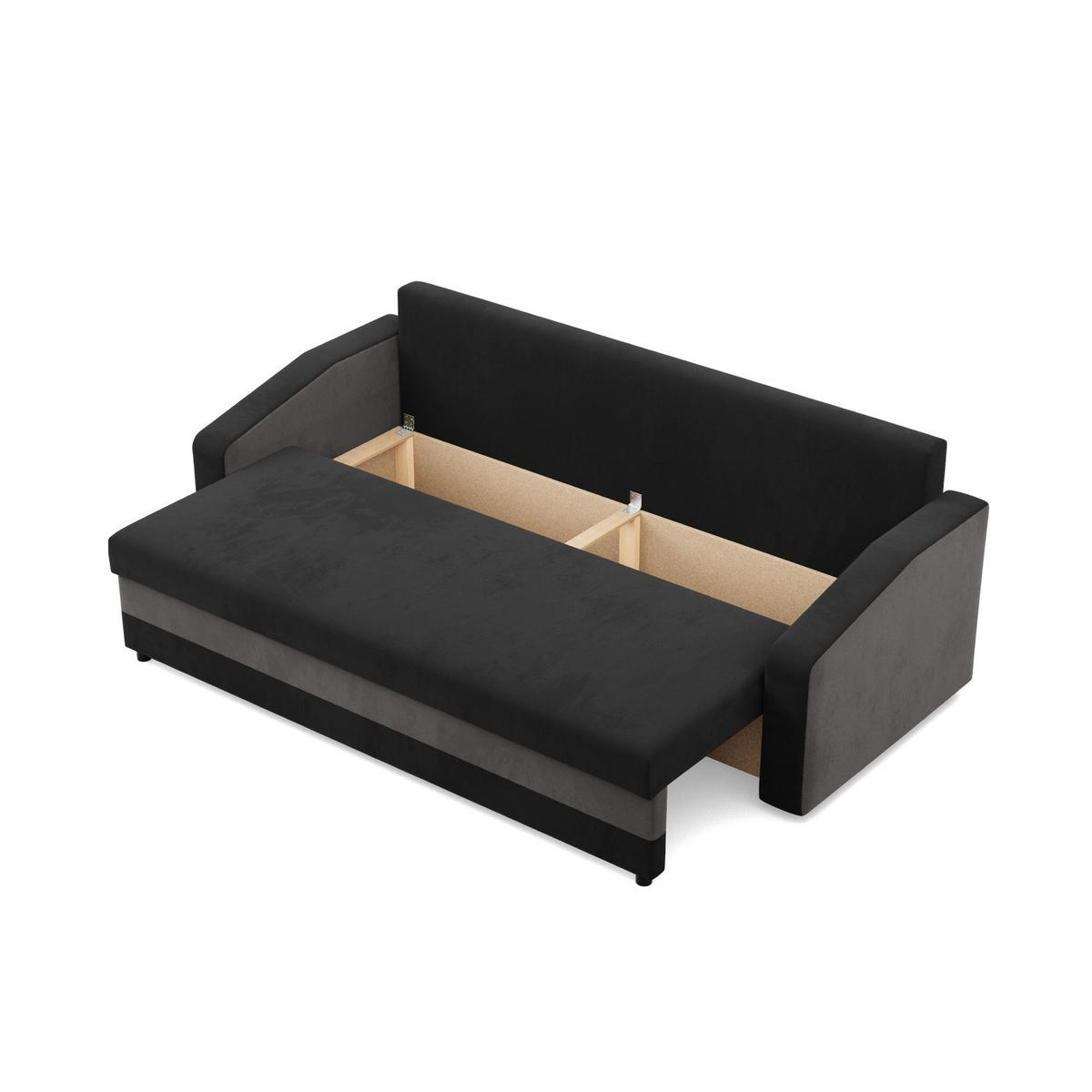 SOFA 3-SITZER MIT SCHLAFFUNKTION ORION, Schwarz + Grau - Schwarz/Grau, Textil (220/85/92cm)