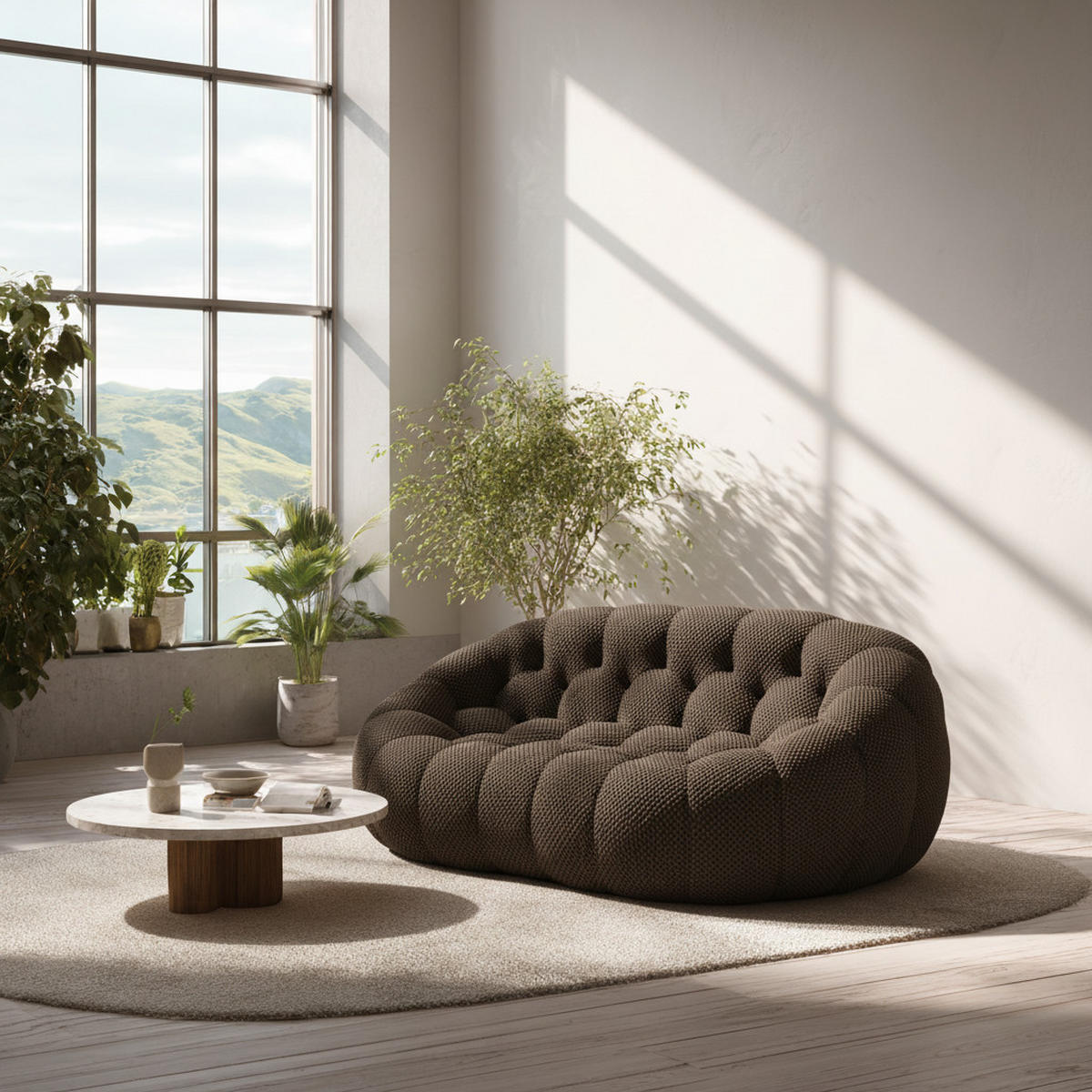 WOHNZIMMERSOFA Cocoon Doppel 2-Sitzer - Dunkle Schokolade - Dunkelbraun, Textil (190/77/113cm) - COCO Living