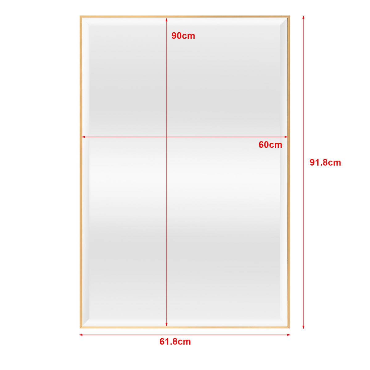 WANDSPIEGEL Novoli - Goldfarben, Glas/Kunststoff (60/4/90cm) - [en.casa]
