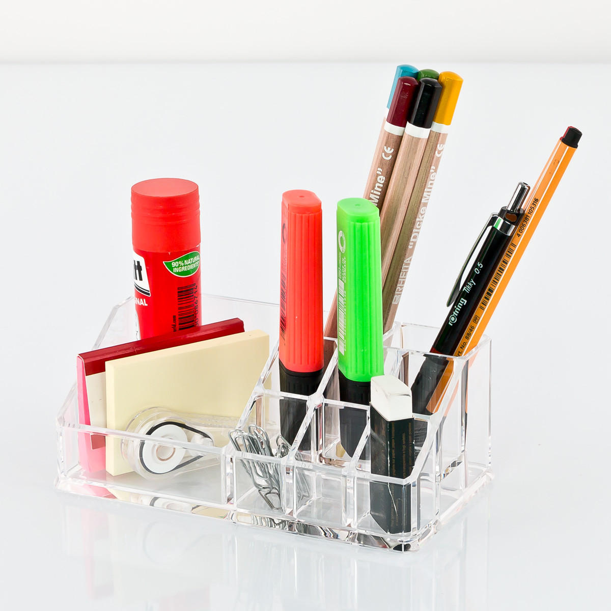 KOSMETIKORGANIZER, 9 Fächer, großes Einzelfach - Transparent, Kunststoff (9.5/17.5/6.5cm) - bremermann