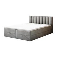 BOXBETT 200 x 200 cm mit Bonellmatratze H3, CITY, Elegant gestepptes Kopfteil und Topper 5cm, Bettkasten, Grau - Grau, Holzwerkstoff/Kunststoff (200/200cm) - Trada