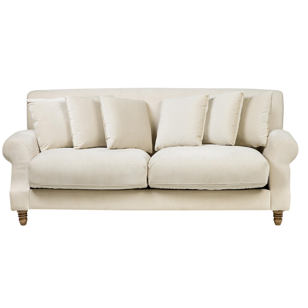 3-SITZER-SOFA Samtstoff Cremeweiß Eike - Weiß, Textil (186/82/102cm) - Beliani