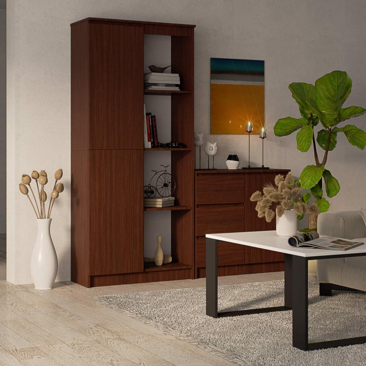 STANDREGAL Dunkelbraun 180/80/35 - Dunkelbraun, Holzwerkstoff (80/180/35cm) - RAUMHIRSCH FURNITURE