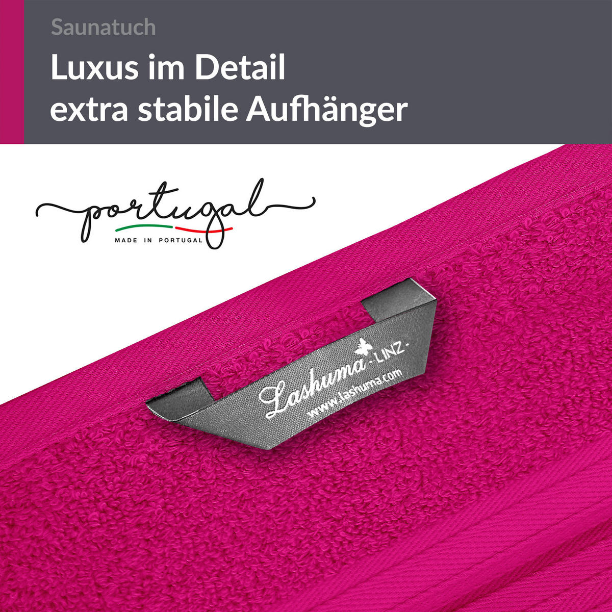 BADETUCH Linz Purpur 100x200 cm - Pink, Textil (100/200cm) - Lashuma