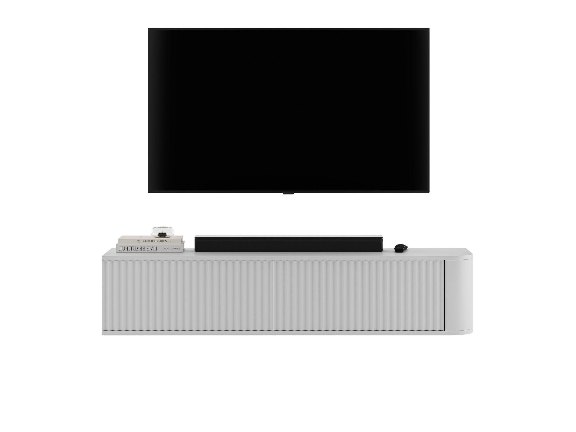 TV stolek Aurora bílý matný 140 cm - bílá, kompozitní dřevo (140/30/35cm) - Meble Lindner